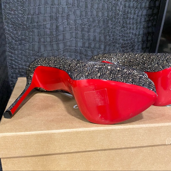 Black/Silver Fetish Peep 130 Glitter Peep toe Pump - Picture 6 of 6